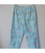 Talbots Crop Pants Blue Butterfly Dragonfly Shiny Fabric Women 8 High Waist - £13.88 GBP