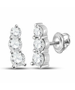 14kt White Gold Womens Round Diamond Fashion 3-stone Earrings 1 Cttw - £1,412.53 GBP