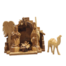 Wood Hand Carved NATIVITY 6 Piece Set Wooden Artisan Hand Made Christmas Decor - £31.10 GBP