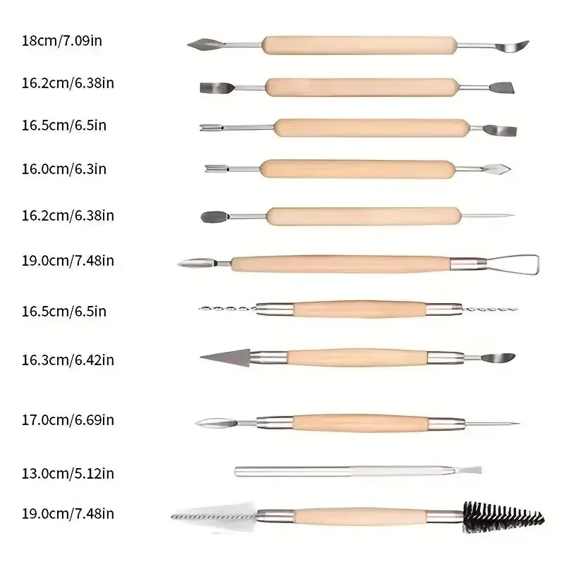 11pcs Pottery Clay Sculpting Modeling Tool Set Double Sided Ceramic 11pcs - $14.18