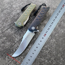 SANDVIK-14C28N Steel Folding Knife Outdoor Tactical Linen Miktar Handle Survival - £53.73 GBP