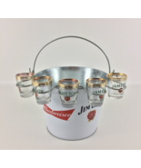 Budweiser and Jim Beam Collaboration Metal 6 Pack Beer Ice Bucket w Shot... - $108.85
