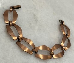 Vintage Solid Copper Geometric Link Bracelet 7 7/8&quot; long - $49.50