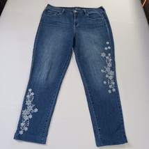 Style & Co Women's Blue Embroidery Floral Denim Ankle Jeans Size 12 (34×27) image 12
