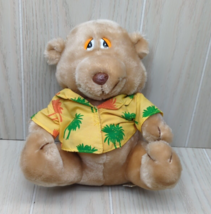 Russ Berrie Luv Pets Plush Brown Tan Teddy Bear yellow Hawaiian tropical shirt - £3.90 GBP