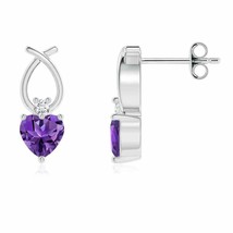 ANGARA 4mm Natural Amethyst Ribbon Earrings with Diamond in Silver for Women - £127.12 GBP+