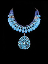 Gypsy Necklace - Baby Blue bib choker - rhinestone teardrop statement necklace - £98.45 GBP