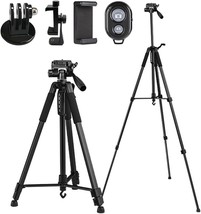 67&quot; (170Cm) Phone Tripod &amp; Camera Stand, Lightweight Portable, Black Color - £33.03 GBP