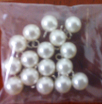 round ball white faux pearl buttons shank 1 cm 16 pcs - $2.96