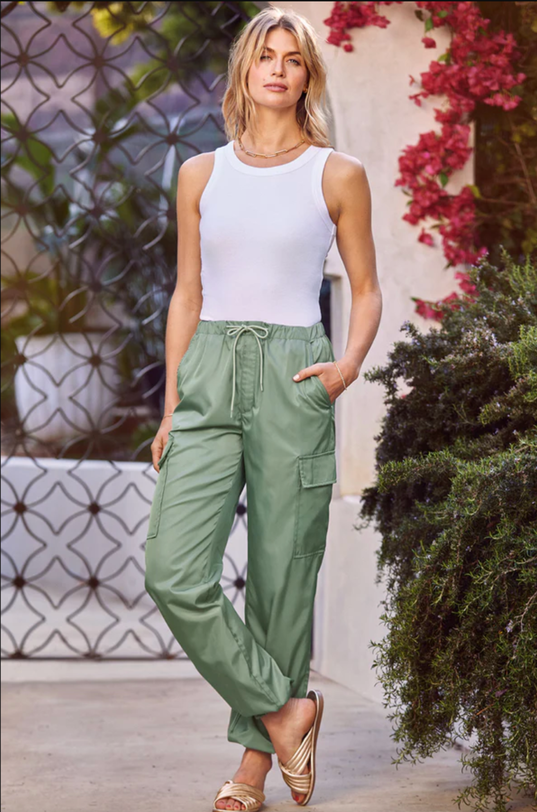 MICHAEL STARS WHITE ULTRA RIB NOLA WIDE BINDING TANK TOP (L) NWT $68 - $68.00