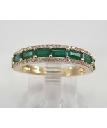 14k Yellow Gold Over Diamond &amp; Baguette Emerald Anniversary Band Wedding... - €81,49 EUR