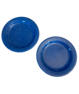Blue &amp; White Speckled Dinner Plate LOT of 2 Metal Enamel Ware 10.25&quot; Cam... - €12,85 EUR