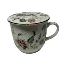 Andrea by Sadek Flowered Mug With Lid Buckingham Porcelain Cup Infuser Coaster - $19.99