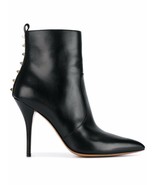 NIB AUTH VALENTINO GARAVANI Rockstud Black Leather Boots Bootie Shoes He... - £813.41 GBP