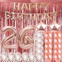 Sweet 26Th Birthday Decorations Party Supplies,Rose Gold Number 26 Ballo... - £21.03 GBP