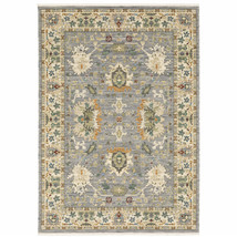 10 X 13 Grey Ivory Orange Teal Green Charcoal Blue And Red Oriental Power Loom - $1,324.99