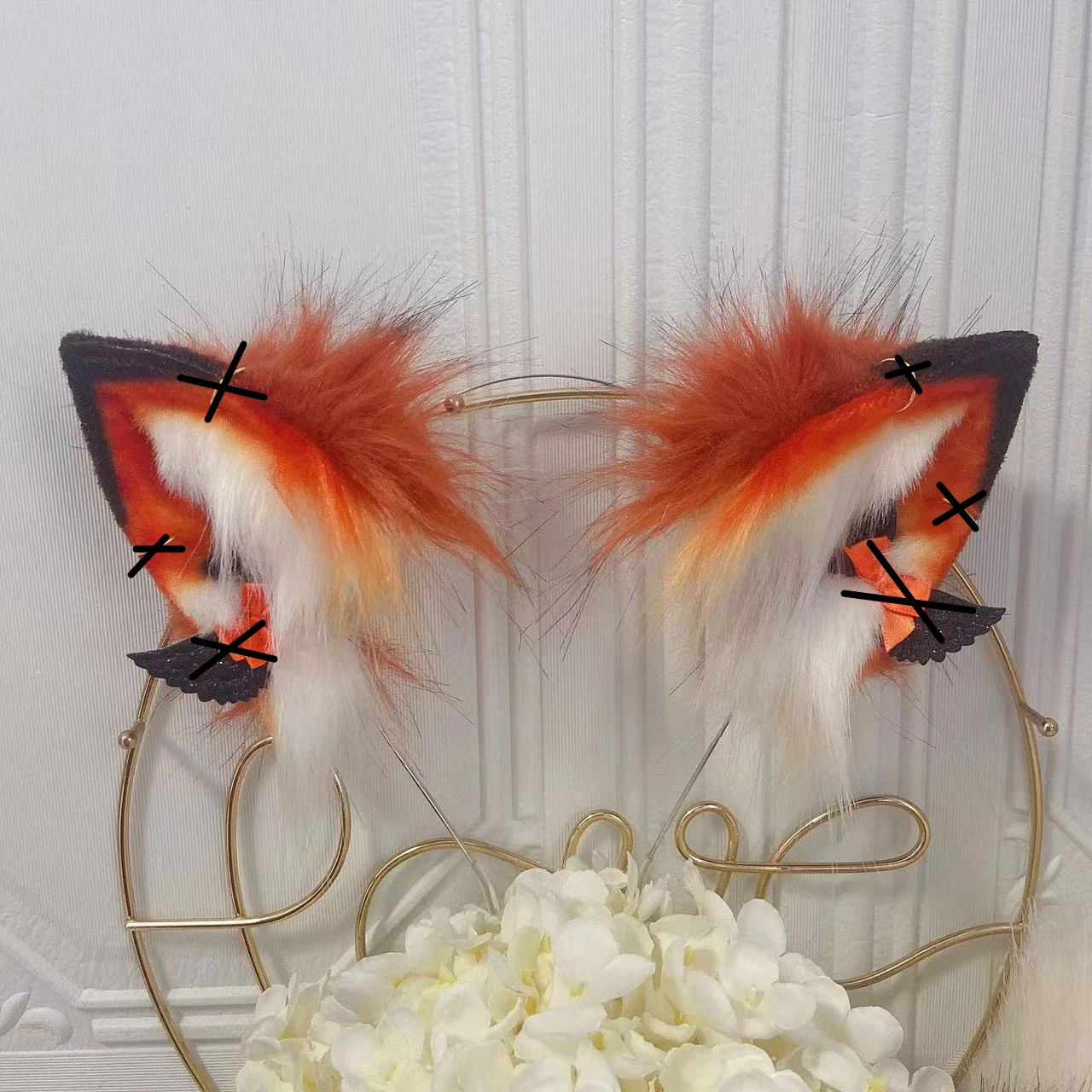 New Red Fox  Ears Hairhoop Tail Set  Earrings Necklace Cosplay Cat Necko Headban - £129.58 GBP