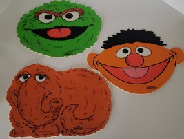 Vintage Sesame Street Placemat Lot Ernie Oscar The Grouch Mr Snuffleupag... - $34.95