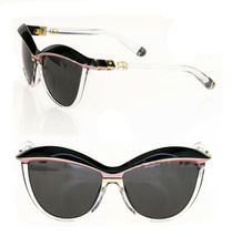 CHRISTIAN DIOR DEMOISELLE 2 Crystal Black Pink Color Block Brow Sunglasses - £331.95 GBP