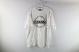 Vtg Champion Mens XL Nissan Motors Spell Out Center Logo T-Shirt White Cotton - £31.61 GBP