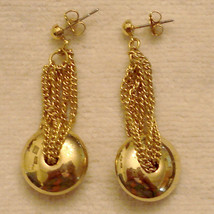 Avon Art Deco Pierced Earrings Modern Bold Gold Plated Nickel Free VTG Dangles - £14.42 GBP