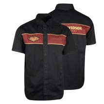 Harley-Davidson Men&#39;s Black Beauty 120 Anniversary Mechanic Shirt Woven S/S 506 - £33.92 GBP