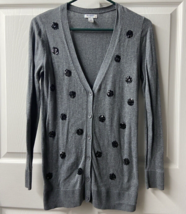 Old Navy Sequined Cardigan Sweater Women’s Size XS Dark Gray Button Up Festival - £8.25 GBP