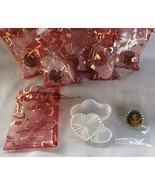 Valentine&#39;s Day Bottle Cap Pins set 6 Jewelry Organza Hearts Bags Jewelr... - $20.00