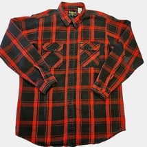 Vtg OshKosh B&#39;gosh Flannel Shirt Mens XL Red Buffalo Plaid Grunge Skate Farm USA - £34.46 GBP