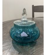 Morgantown Glass PALACE Candy Box Peacock Blue #9952 Decor Line Sticker ... - $2,542.31 MXN