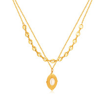Light Luxury Opal Design High-Grade Double-Layer Twin Chain Stainless Steel Neck - £15.18 GBP