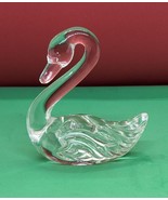 Fenton Clear Glass Swan 4.25&quot; Tall Figurine Marked With Decal On Bottom - $17.64 CAD