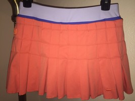 Nike Dri-Fit Pleated Tennis Skort/Skirt Sz Small Pretty Coral &amp; Periwinkle - $34.64