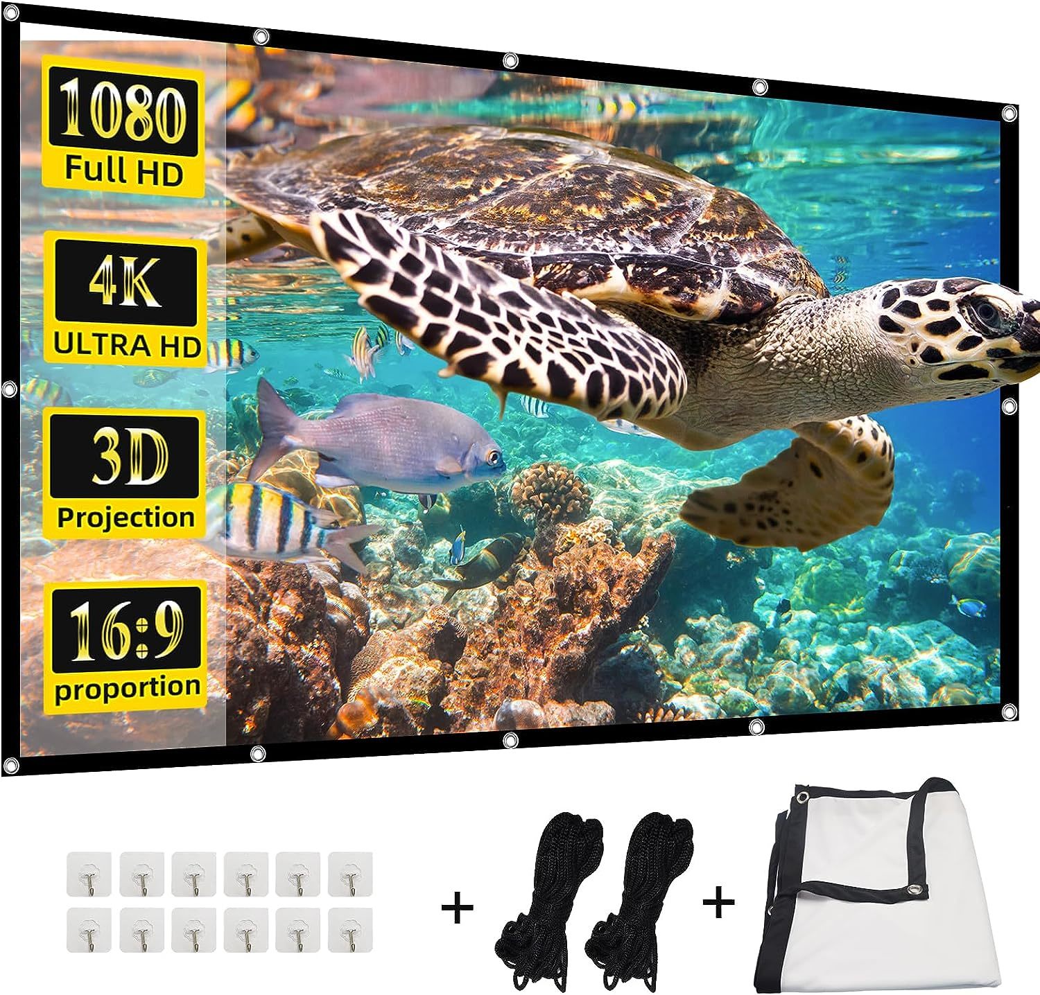Projector Screen,Huanyingbjb 4K 16:9 Hd Rear Front Projector Screen Fold... - $38.99