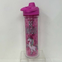 Mainstays Be Unique 20 oz Hydration Water Bottle Hot Pink White Unicorn New - $9.49