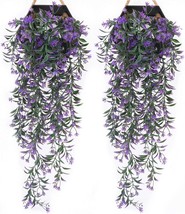 Pasyou Artificial Hanging Ivy, Vine Plastic Plants Grass Leaves, Purple 4 Pack - £25.86 GBP