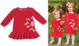 NWT Mud Pie Poinsettia Christmas Holiday Girls Red Velur Dress 3-6 6-9 9-12 M - £6.77 GBP