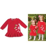 NWT Mud Pie Poinsettia Christmas Holiday Girls Red Velur Dress 3-6 6-9 9... - $8.50