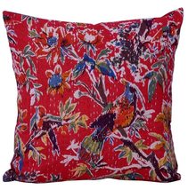 Indian Bird Print Kantha Cushion Cover / Pillow Covers 16x16 Cushion Cover 20x20 - £7.82 GBP+