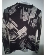 Womans Unbranded Black~White Mesh Long-Sleeve Shirt Sz  XL 9037ARE - $20.57 CAD