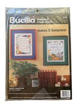 Vintage Bucilla Grace’s Sampler Pair Stamped Cross Stitch Kit Framed Pra... - $6.85