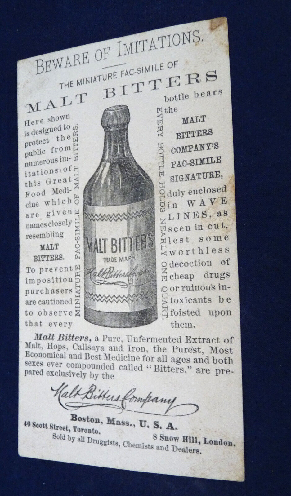 Malt Bitters Victorian brochure patent medicine Boston patent medicine birds Item image 2