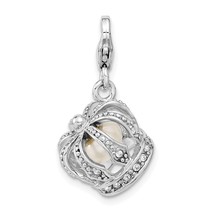 Sterling Silver Crown Lobster Clasp Charm Made With Swarovski Crystals Jewerly - £23.93 GBP