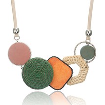 Handmade Plant Fibres Necklace for Women Bamboo Weaving Statement Necklaces &amp; Pe - £14.13 GBP
