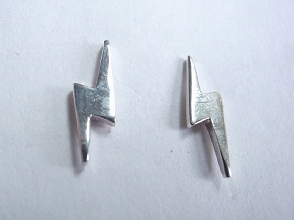 Lightning Bolt Stud Earrings 925 Sterling Silver