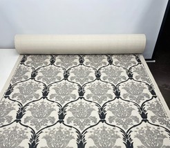 Vilber Lyra Gray Natural Basketweave Large Damask Multiuse Fabric By Yard 57&quot;W - £14.36 GBP