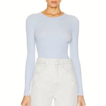 Enza Costa textured knit long sleeve top in Light Blue - size L - $88.11