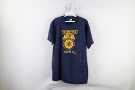 NOS Vintage 80s Mens XL Spell Out Local 20 Teamsters Union T-Shirt Blue USA - £44.32 GBP