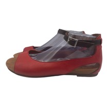 Miz Mooz Angel Leather Sandals Peep Toe Heel Red Ankle Strap Womens 40 9 9.5 - £56.26 GBP