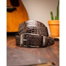 Massimo Genuine Exotic Caiman Flank Belt Brown image 4